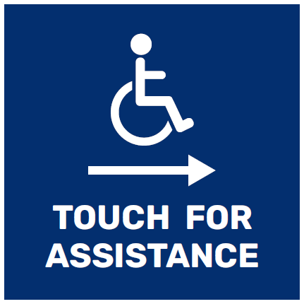 Touch For Assistance Through Glass Sign (Right Arrow)